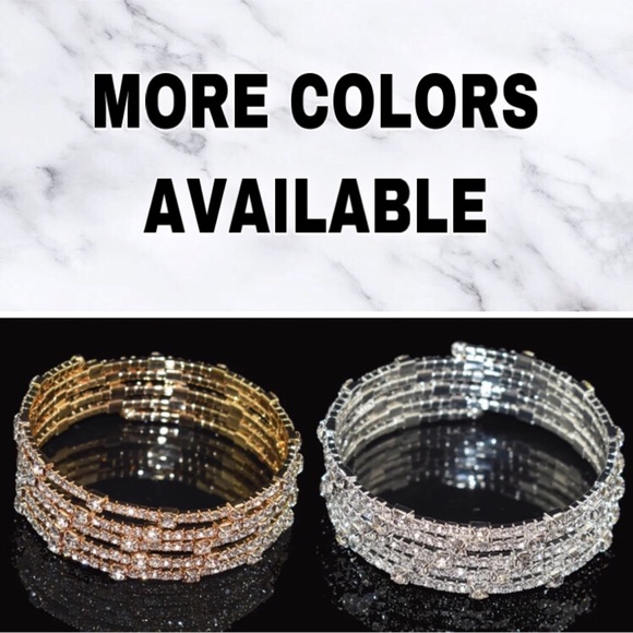 ⚜️[𝟯/$𝟯𝟴]⚜️5 Layered Silver Crystal Bangle NEW - Picture 4 of 6